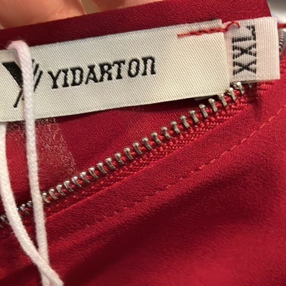 Yidarton Long-Sleeved Red Half-Zip Blouse Size XXL NWT - Picture 4 of 6